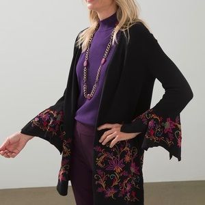 Chico's Floral Embroidered Cardigan size 1 Medium NWT